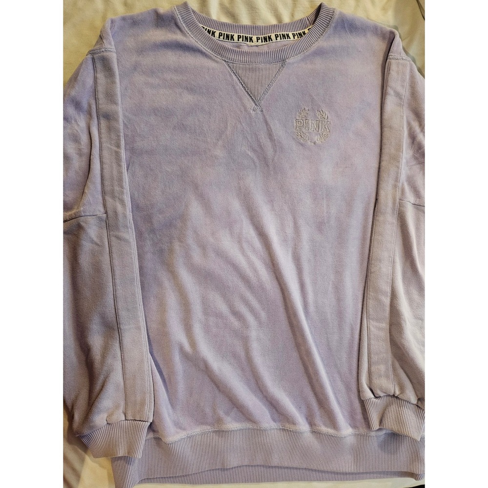 Victoria's Secret PINK Velour Crewneck Sweatshirt Lavender Lilac Purple Pullover